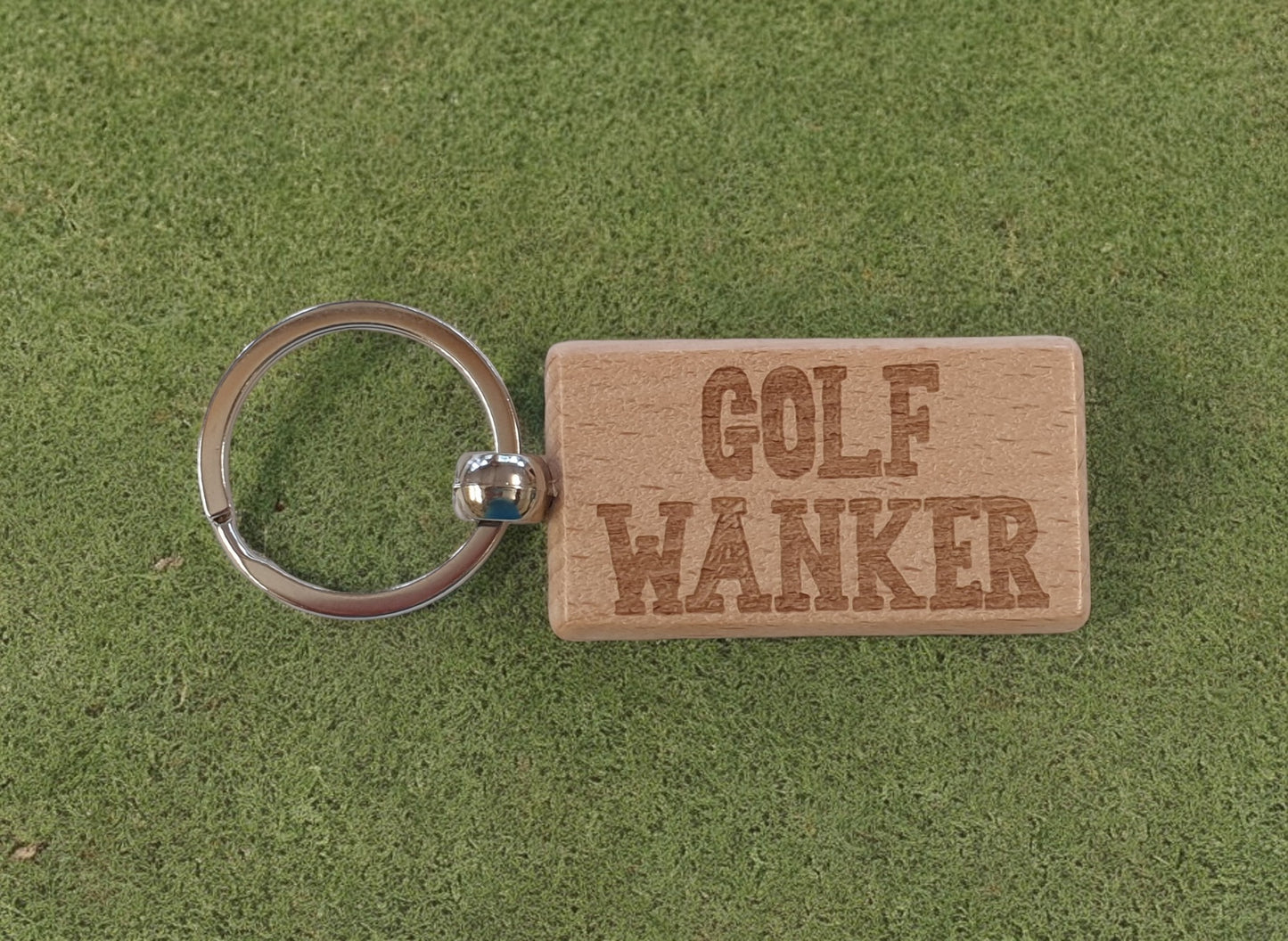 Golfing Keyring Gift - Golf Wanker - Cute Engraved Wooden Golfer Key Fob Fun Nice Custom Present