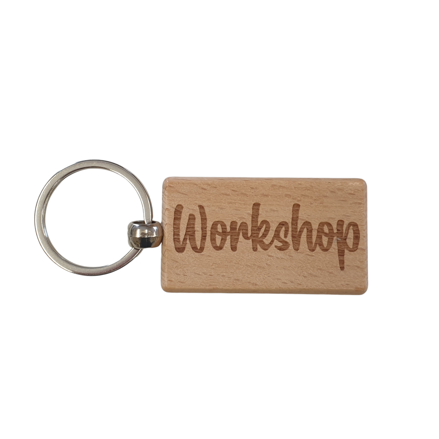 Workshop Keyring Gift Nice Cute Engraved Wooden Key Fob Novelty Custom Work Shed Present