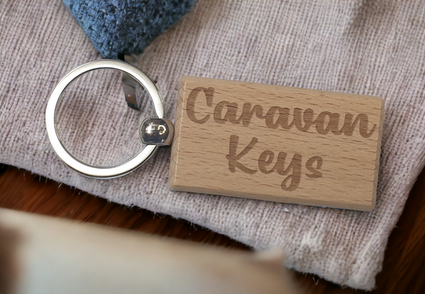 Caravan Keys Keyring Gift - Any Name Key Ring - Nice Cute Engraved Wooden Key Fob Novelty Custom House Home Present