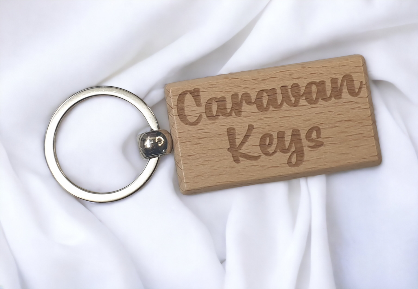 Caravan Keys Keyring Gift - Any Name Key Ring - Nice Cute Engraved Wooden Key Fob Novelty Custom House Home Present