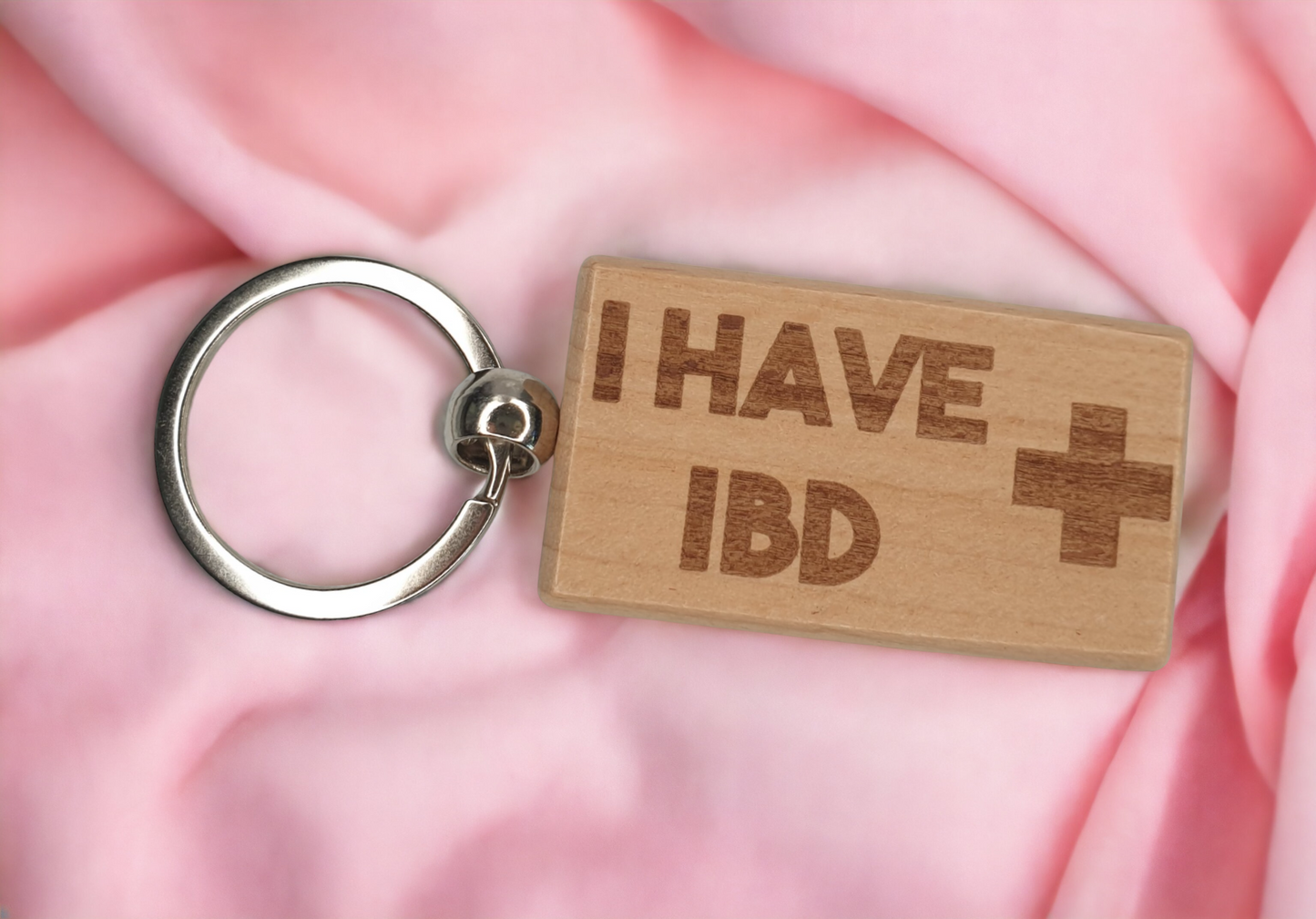 IBD Keyring Gift - Medical Alert IBD Health Key Ring - Engraved Wooden Key Chain Present