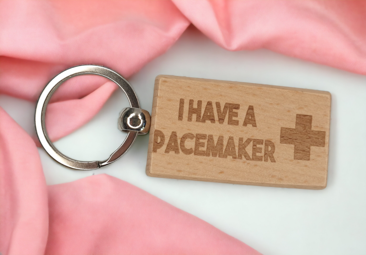 Pacemaker Keyring Gift - I Have A Pacemaker Medical Alert Health Key Ring - Engraved Wooden Key Chain Present