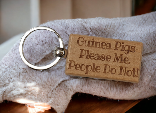 Guinea Pig Keyring Gift - Guinea Pigs Please Me People Do Not - Cute Engraved Wooden Key Fob Novelty Nice Custom Present