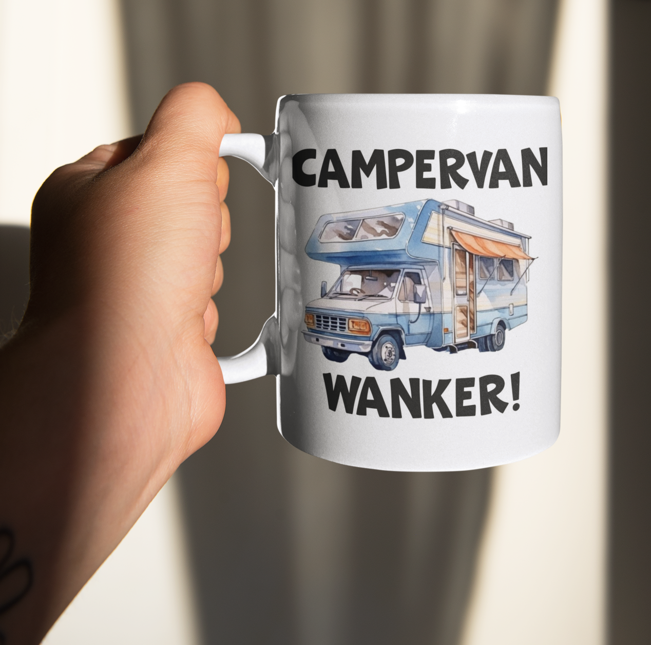 Campervan Mug Gift - Campervan Wanker - Novelty Rude Funny Holiday Travel Vacation Cup Present