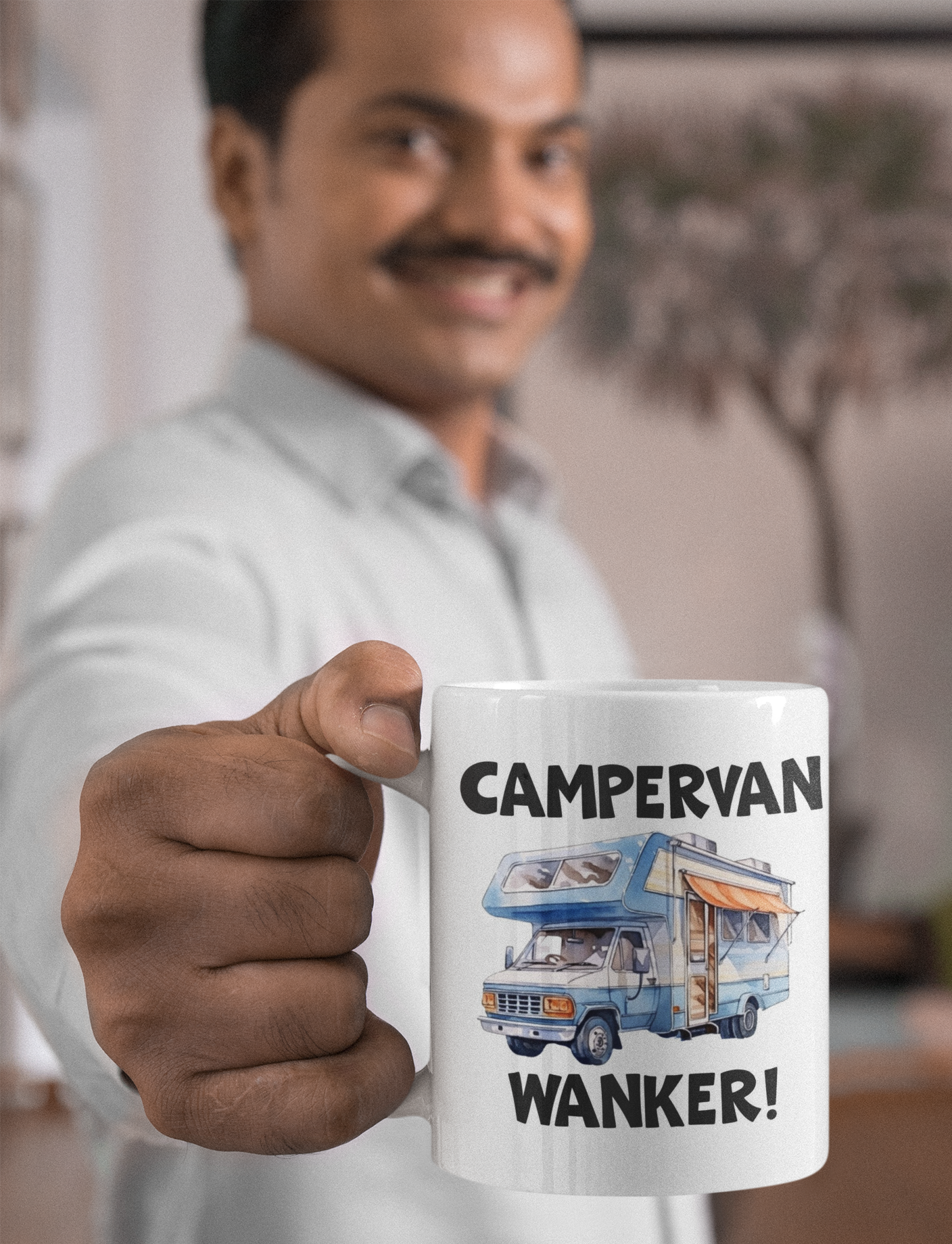 Campervan Mug Gift - Campervan Wanker - Novelty Rude Funny Holiday Travel Vacation Cup Present