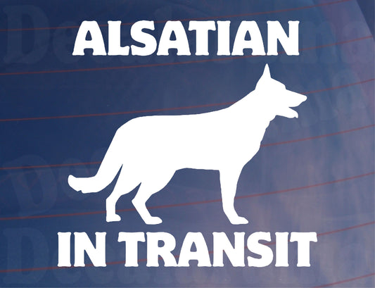 Car Sticker Alsatian In Transit Nice Fun Cute Novelty Warning Van Window Bumper Boot Door Decal