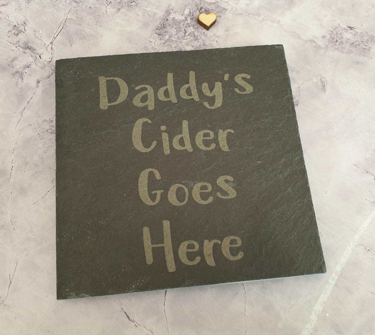 Daddy Cider Coaster - Daddy's Cider Goes Here – Nice Novelty Cute Engraved Slate Mug Cup Coaster Present