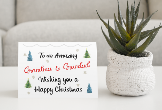 Happy Christmas Grandma & Grandad Card - Nice Cute Fun Novelty Festive Greeting Card