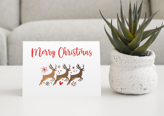 Merry Christmas Card - Nice Cute Fun Novelty Festive Reindeer Greeting Card