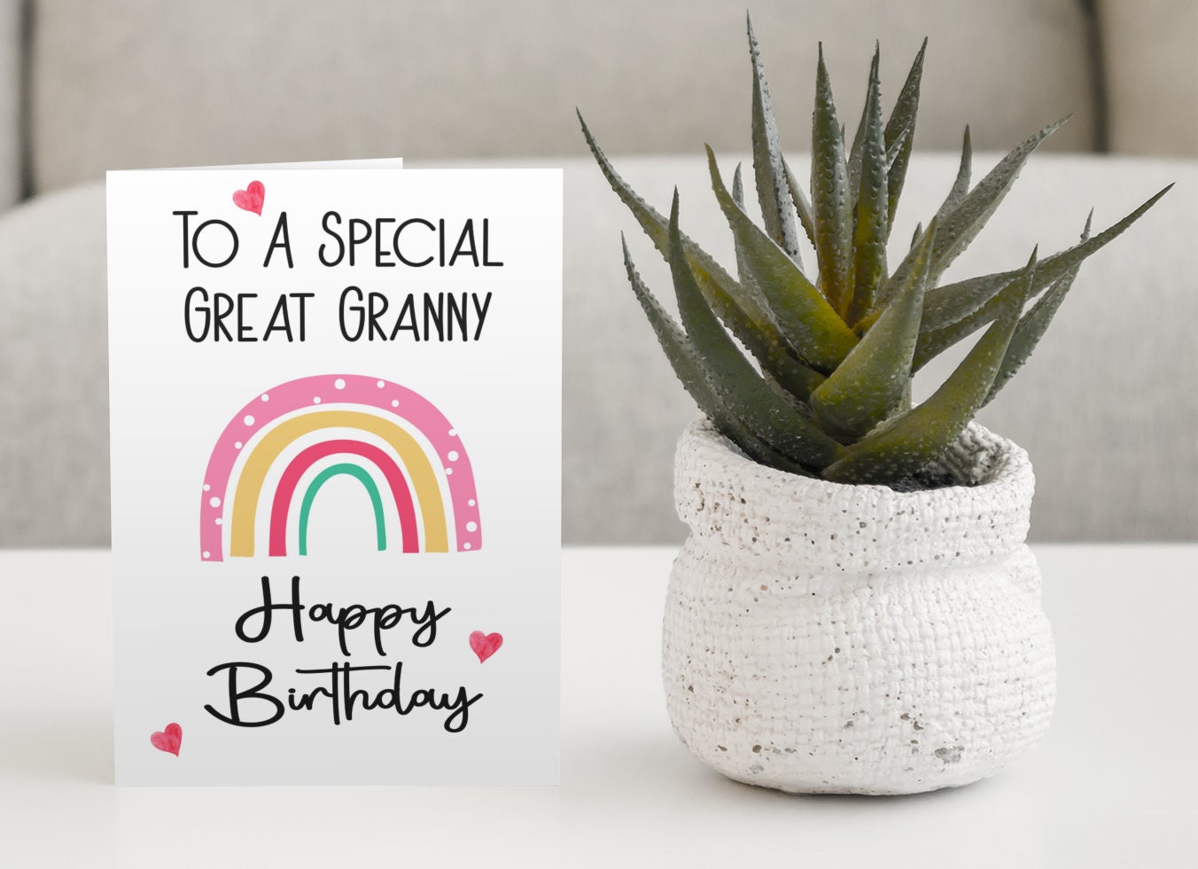 Great Granny Birthday Card - To A Special Great Granny - Rainbow - Nice Cute Novelty Greetings Card