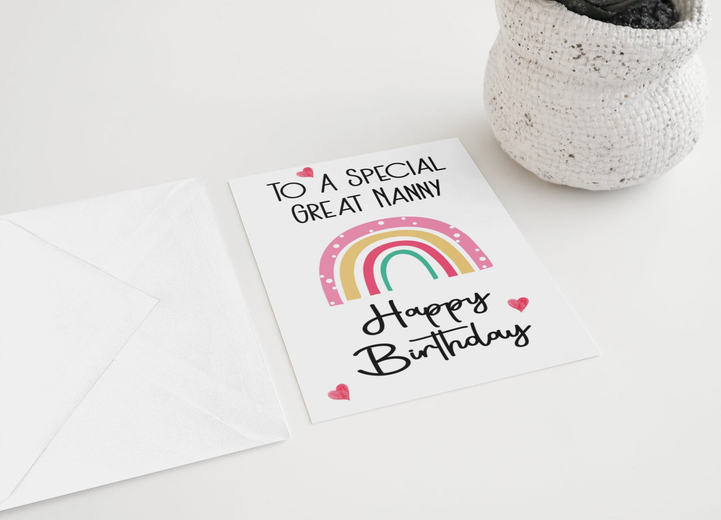 Great Nanny Birthday Card - To A Special Great Nanny - Rainbow - Nice Cute Novelty Greetings Card