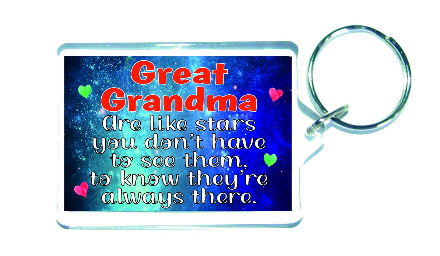 Great Grandma Keyring Gift - Great Grandmas Are Like Stars - Fun Cute Novelty Present