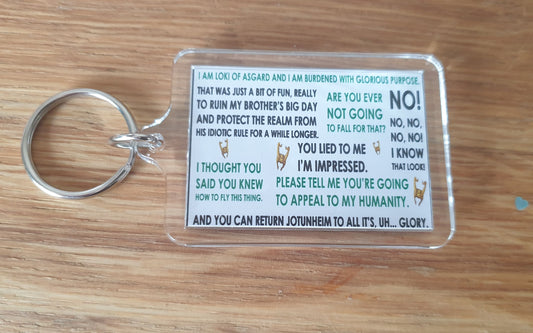 Loki Keyring Gift - Fan Hiddlestoners Marvel Inspired Tom Hiddleston thirst Cute Novelty Present