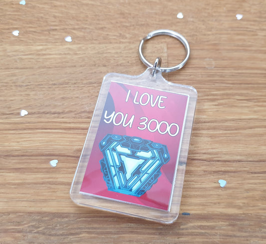 Marvel Inspired Keyring - I Love You 3000 Robert Downey Jr Iron Man Fan Thirst Cute Novelty Present