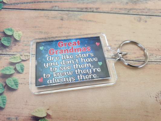 Great Grandma Keyring Gift - Great Grandmas Are Like Stars - Fun Cute Novelty Present