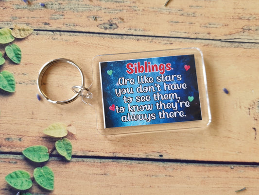 Brother Sister Keyring Gift - Siblings Are Like Stars - Fun Cute Novelty Birthday Xmas Present