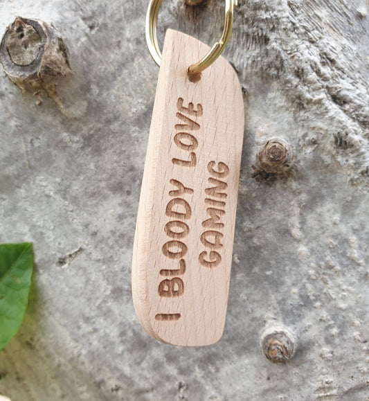 Cute Gaming Keyring Gift - I Bloody Love Gaming - Engraved Hardwood Key Fob Fun Novelty Nice Custom Present