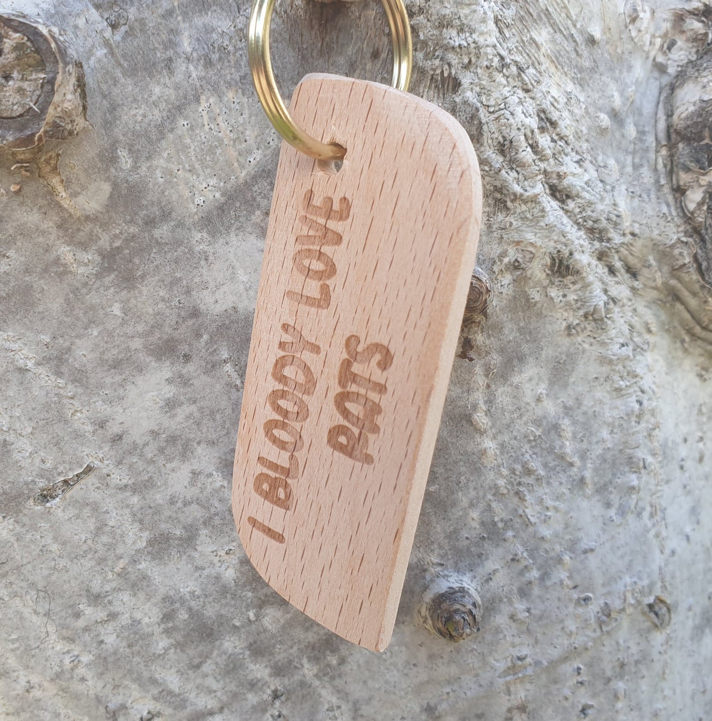 Cute Rat Keyring Gift - I Bloody Love Rats - Engraved Hardwood Key Fob Fun Novelty Nice Custom Present